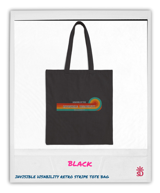 Invisible Disability Retro Stripe Tote Bag