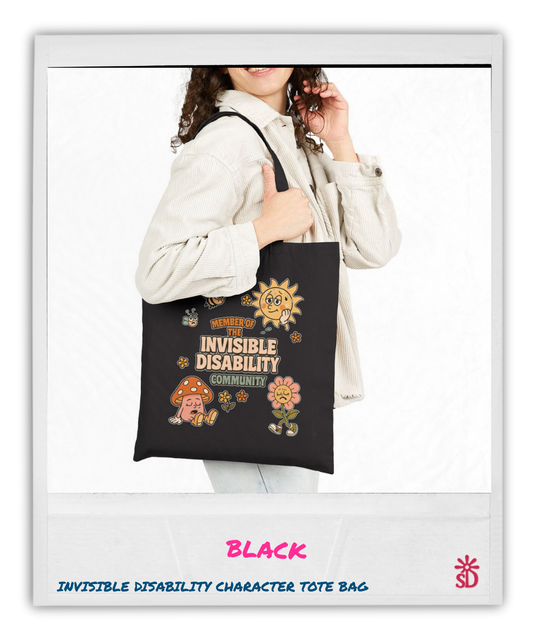 Invisible Disability Community Tote, Retro Characters